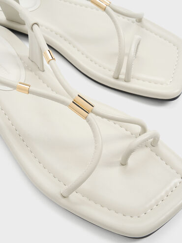 Metallic-Accent Toe-Ring Sandals, Chalk, hi-res