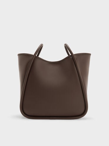 กระเป๋าโท้ทดีไซน์ทรงโค้งรุ่น Lyla, สีเอสเพรสโซบราวน์, hi-res