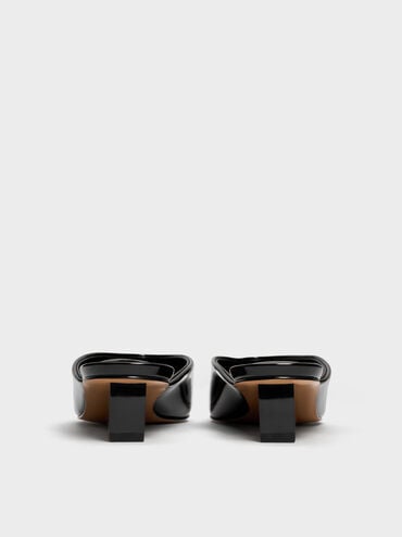 Patent Translucent-Heel Wedge Mules, Black Patent, hi-res