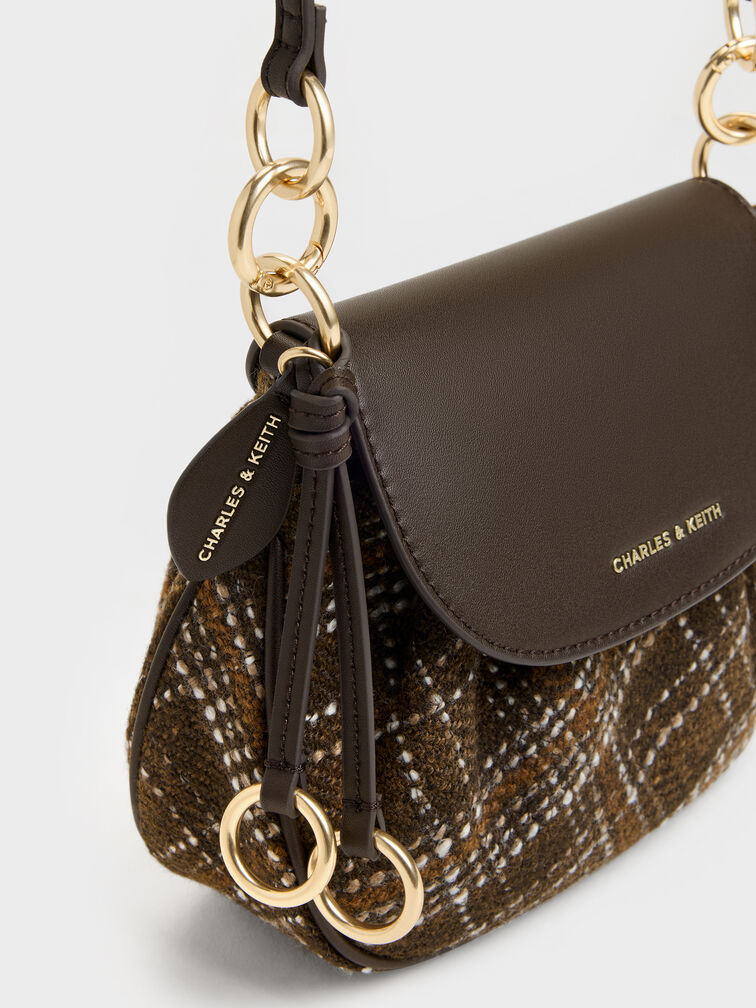 Britton Checkered Ruched Saddle Bag, Multi, hi-res