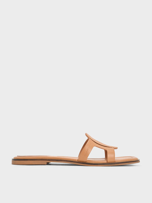 Easley Cut-Out Slide Sandals, Toffee, hi-res