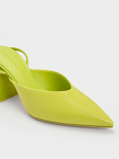 Chunky Heel Ankle-Strap Pumps, Lime, hi-res