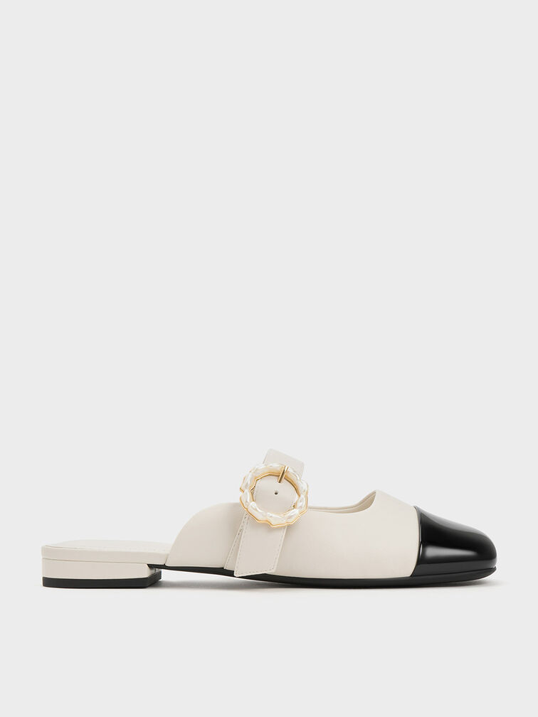 Patent Pearl Buckle Mary Jane Mules, , hi-res