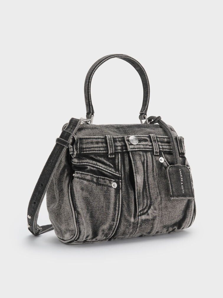 Arita Denim Jeans Top Handle Bag, Denim Noir, hi-res