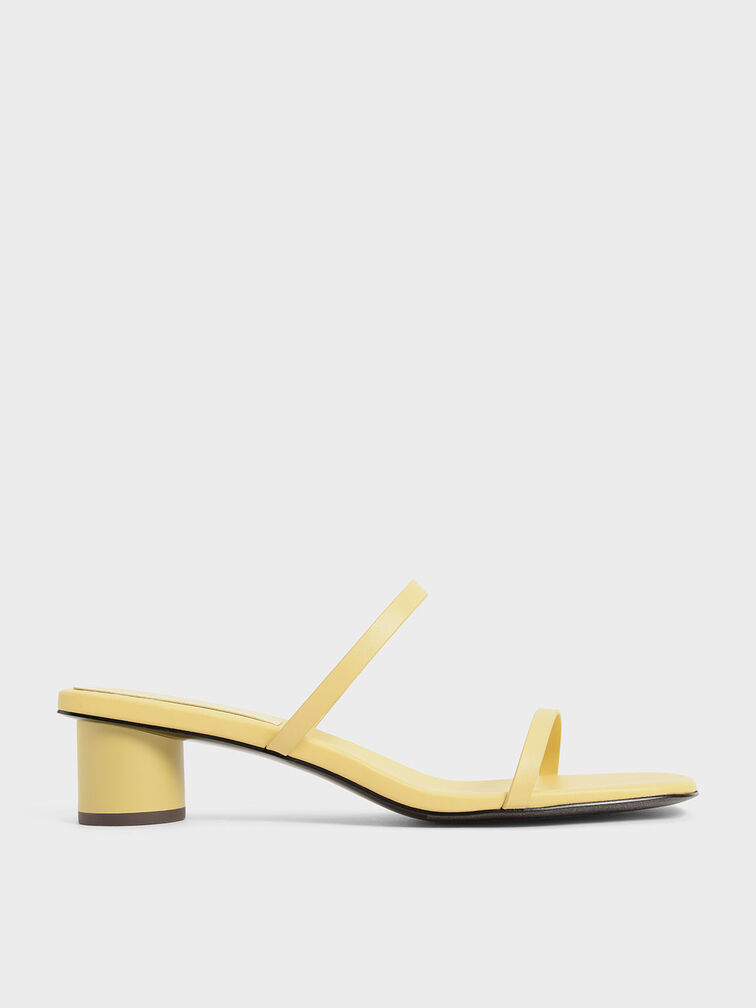Double Strap Cylindrical Heel Mules, , hi-res
