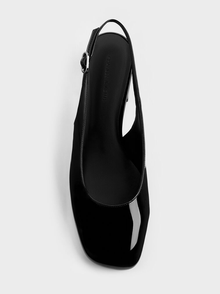 รองเท้ารัดส้นวัสดุหนังแก้วรุ่น Danni, หนังแก้วสีดำ, hi-res