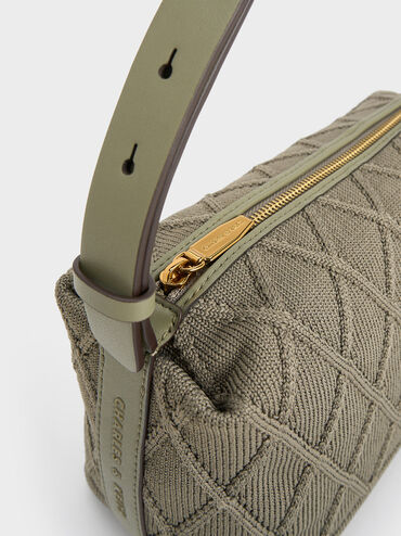 Willa Knitted Shoulder Bag, Khaki, hi-res