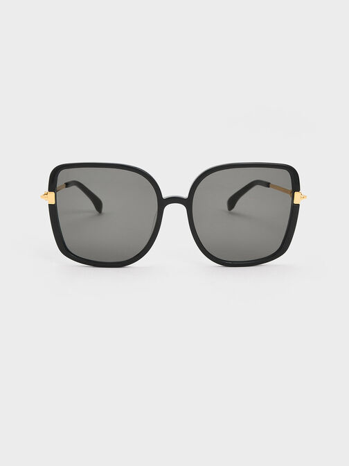 Oversized Square Chain-Link Sunglasses, , hi-res