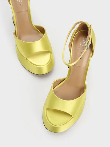 Michelle Recycled Polyester Platform Sandals, สีไลม์, hi-res