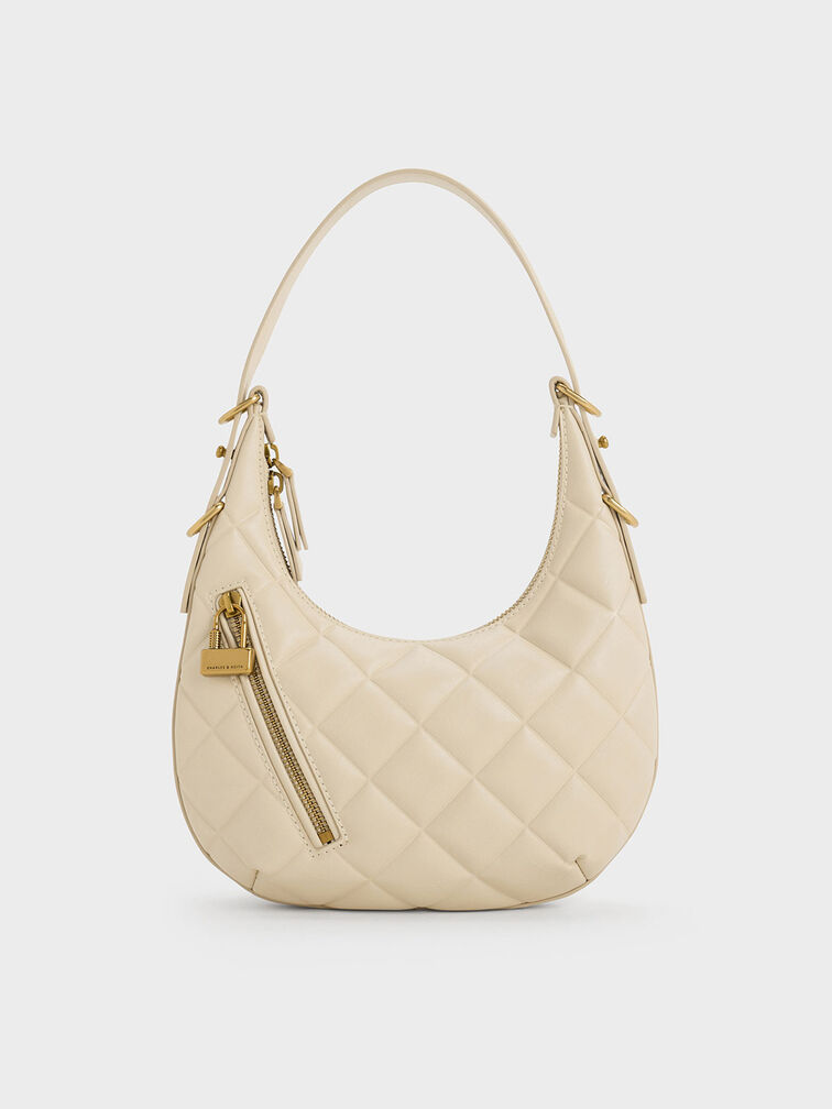 Swing Padlock Quilted Crescent Bag, , hi-res