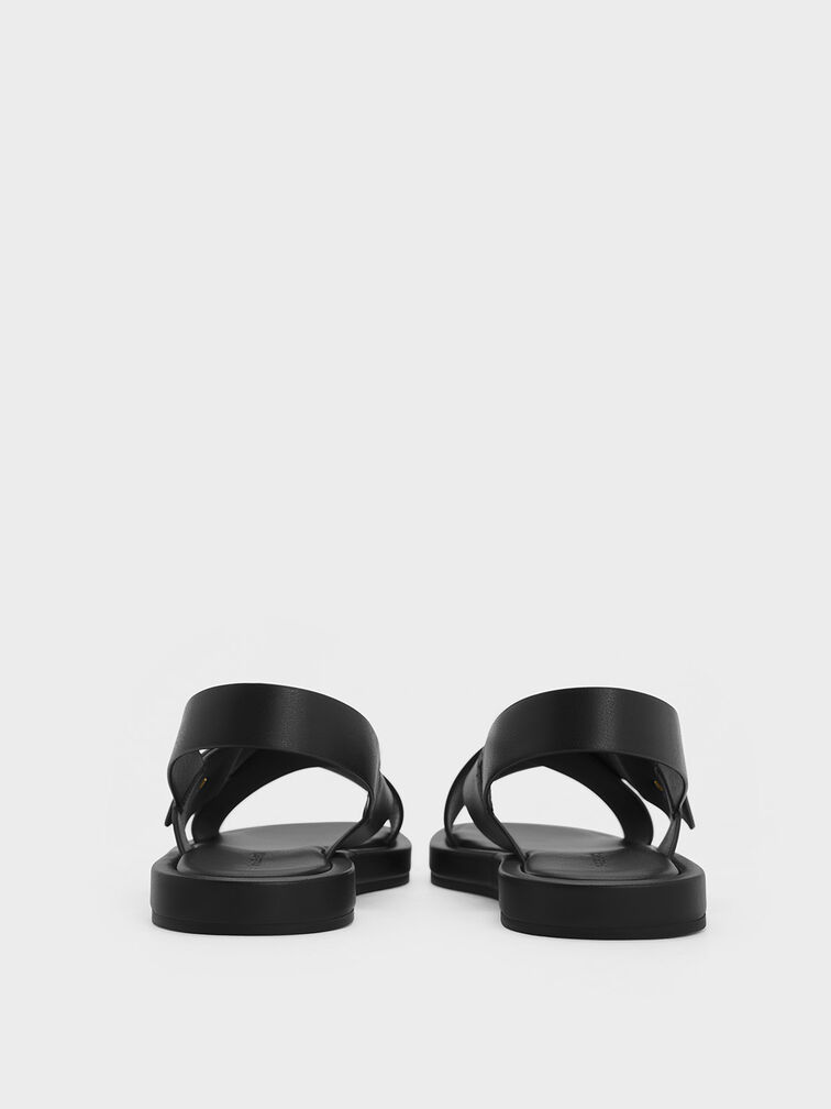 Audra Crossover-Strap Slingback Sandals, Black, hi-res