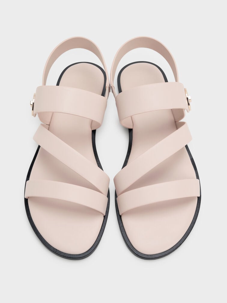 Yara Turn Lock Strappy Sandals, Cream, hi-res