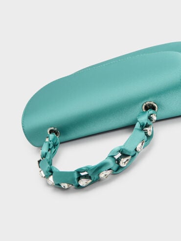 Eilian Satin Braided Top Handle Bag, Teal, hi-res