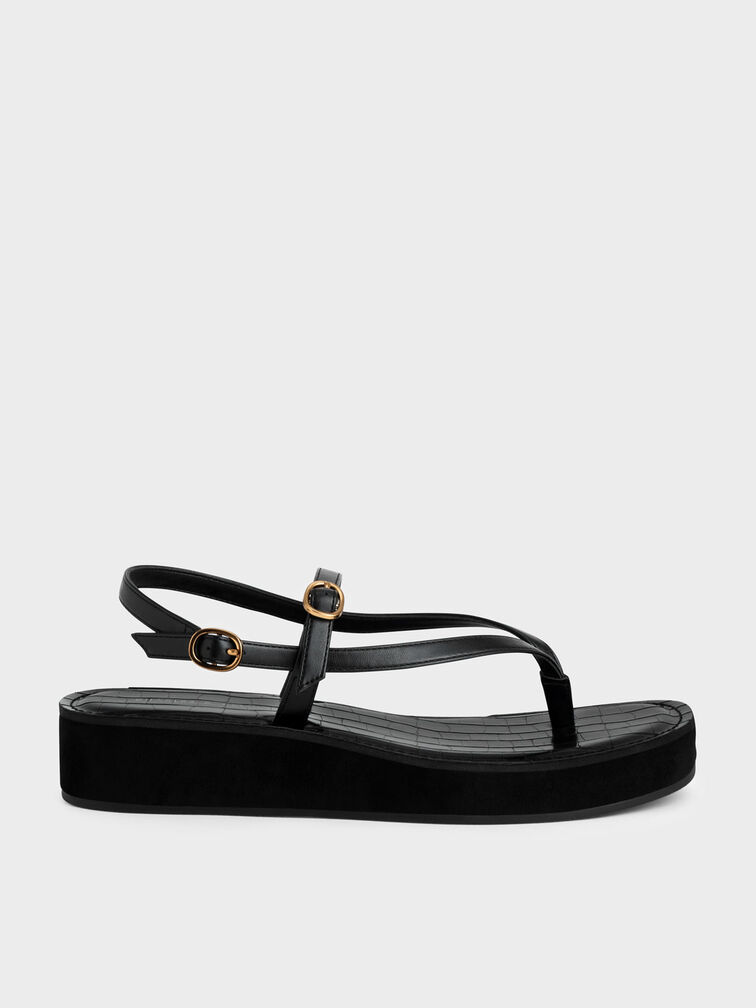 Strappy Flatform Thong Sandals, , hi-res
