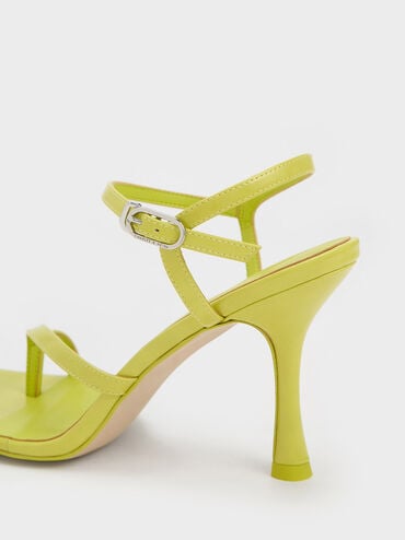 Toe-Loop Flare Heel Sandals, Lime, hi-res