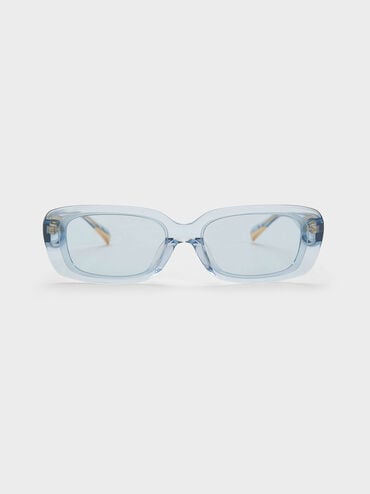 Aubrey Rectangular Recycled Acetate Sunglasses, Blue, hi-res