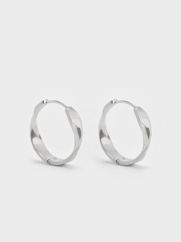 Lena Twist Hoop Earrings, Silver, hi-res