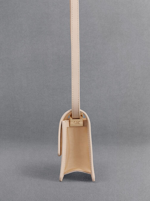Mesh & Leather Monogram Shoulder Bag, , hi-res