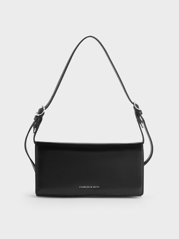 กระเป๋าสตางค์ใบยาวรุ่น Sloane, สีดำอะไหล่สีเงิน, hi-res