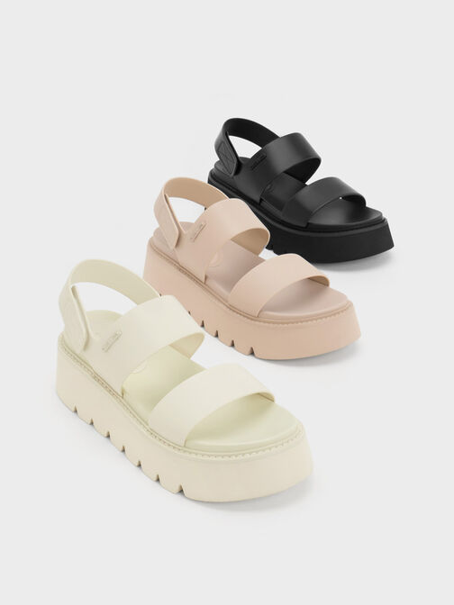 Chunky Flatform Sandals, สีชอล์ค, hi-res