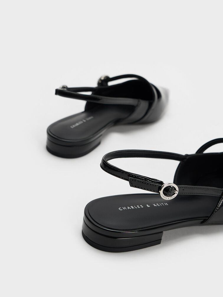 Patent Crystal-Embellished Slingback Flats, , hi-res