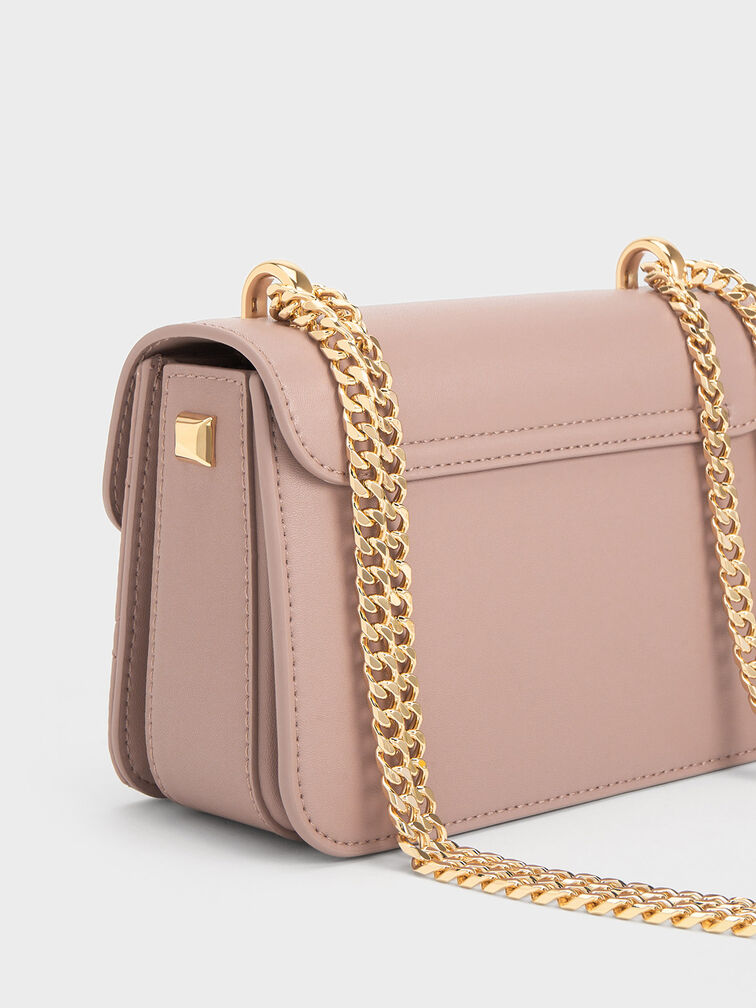 Quilted Push-Lock Chain-Handle Bag, , hi-res