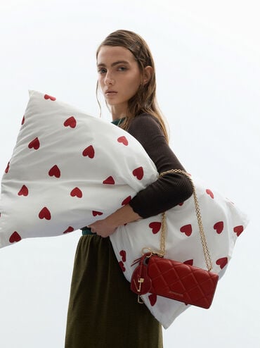 Paffuto Quilted Wallet On Chain, Tomato Red, hi-res