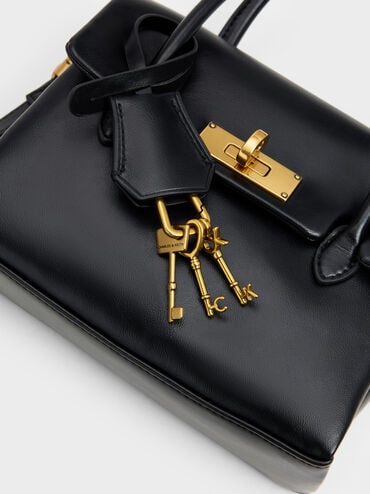 Mini Kerry Turn-Lock Tote Bag, Black, hi-res