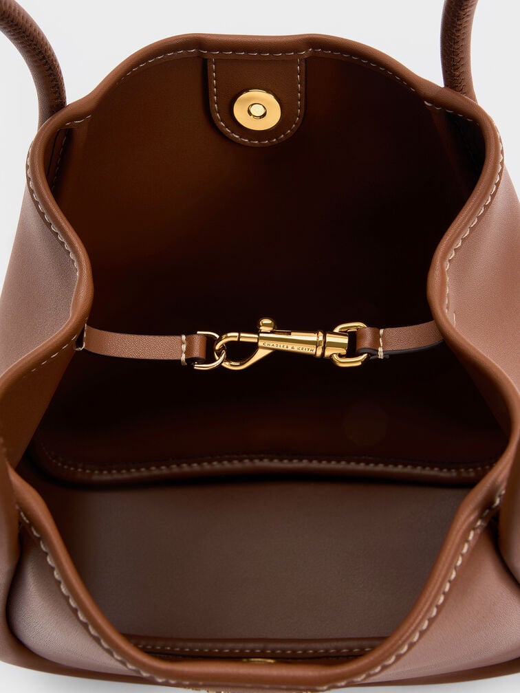 กระเป๋าโท้ทขนาดมินิดีไซน์ขอบรุ่น Lyla, สีช็อคโกแลต, hi-res