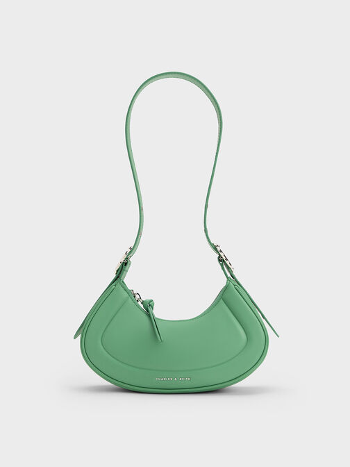 Petra Curved Shoulder Bag, สีเขียว, hi-res
