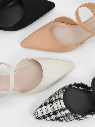 Slant Heel Mules, สีขาว, hi-res