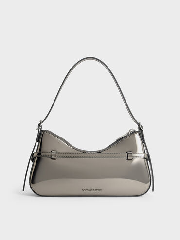 กระเป๋าสะพายไหล่เมทัลลิครุ่น Sloane, สีพิวเตอร์, hi-res