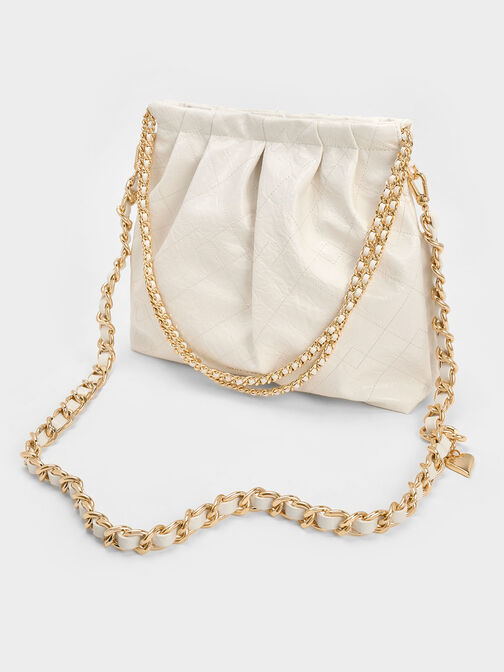 Duo Double Chain Hobo Bag, Cream, hi-res