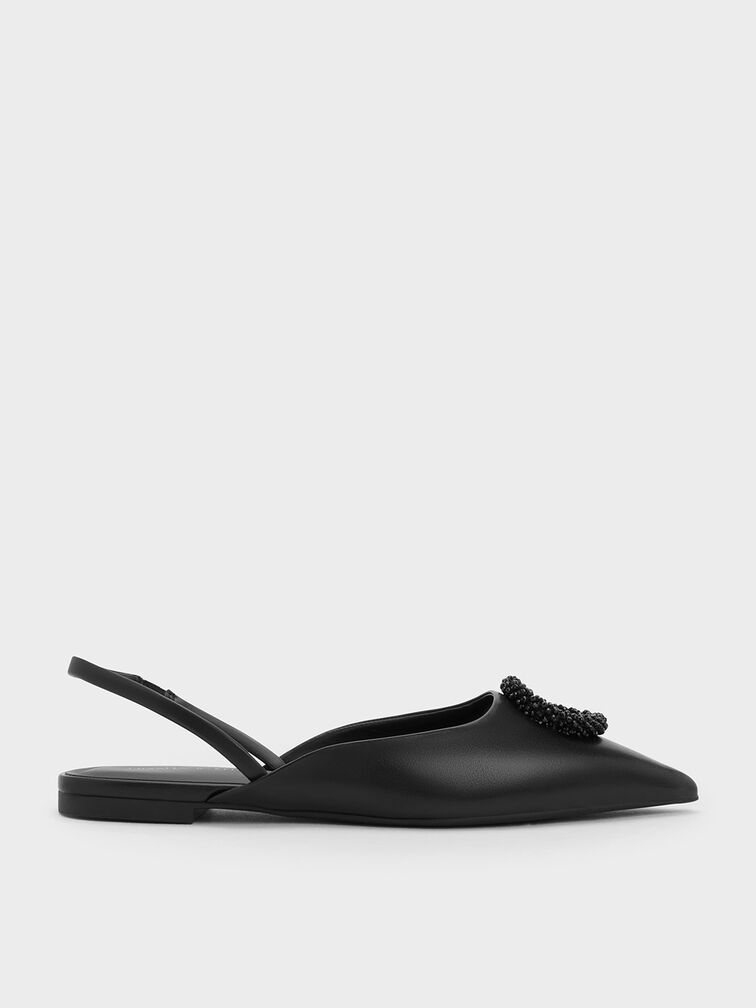 Beaded Circle Slingback Flats, , hi-res