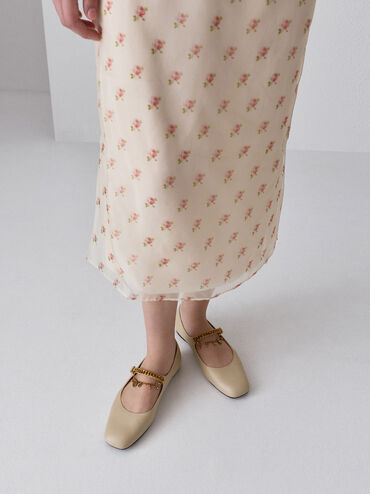 Double-Chain Charm Mary Jane Flats, Chalk, hi-res