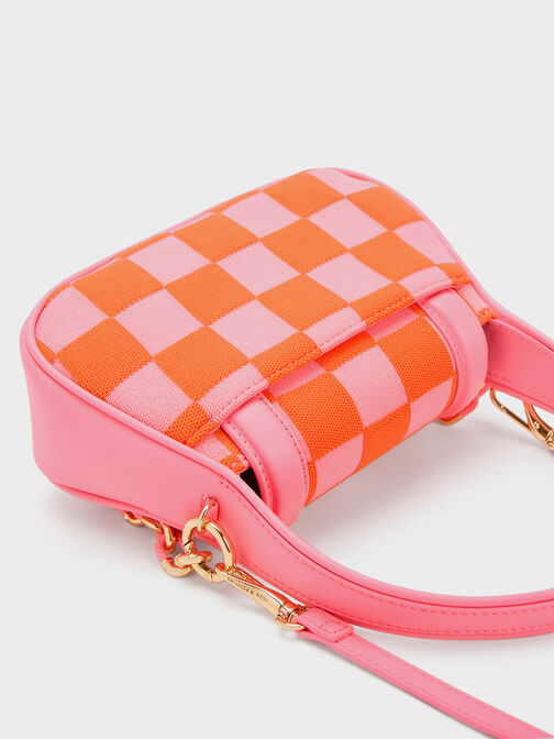 Shiloh Checkerboard Top Handle Bag, สีชมพู, hi-res