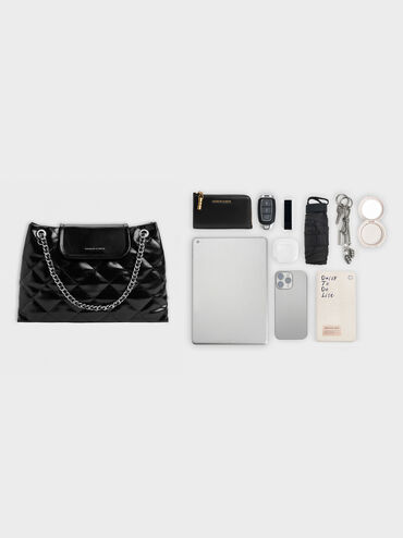 Large Apfra Quilted Shoulder Bag, Noir, hi-res