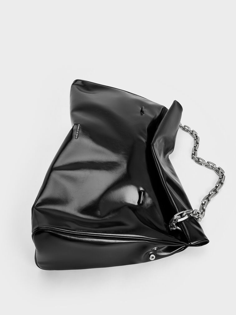 Andromeda Chunky-Chain Trapeze XL Tote Bag, Noir, hi-res