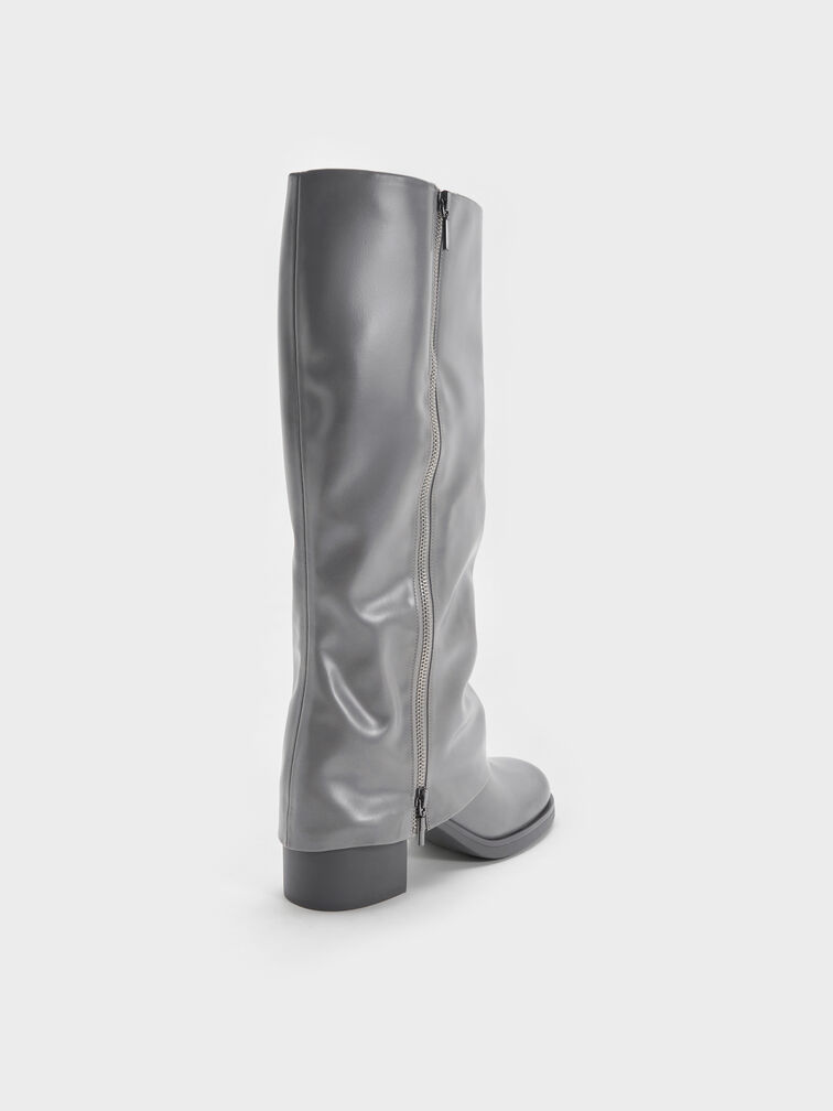 Louise Burnished Knee-High Boots, Light Grey, hi-res