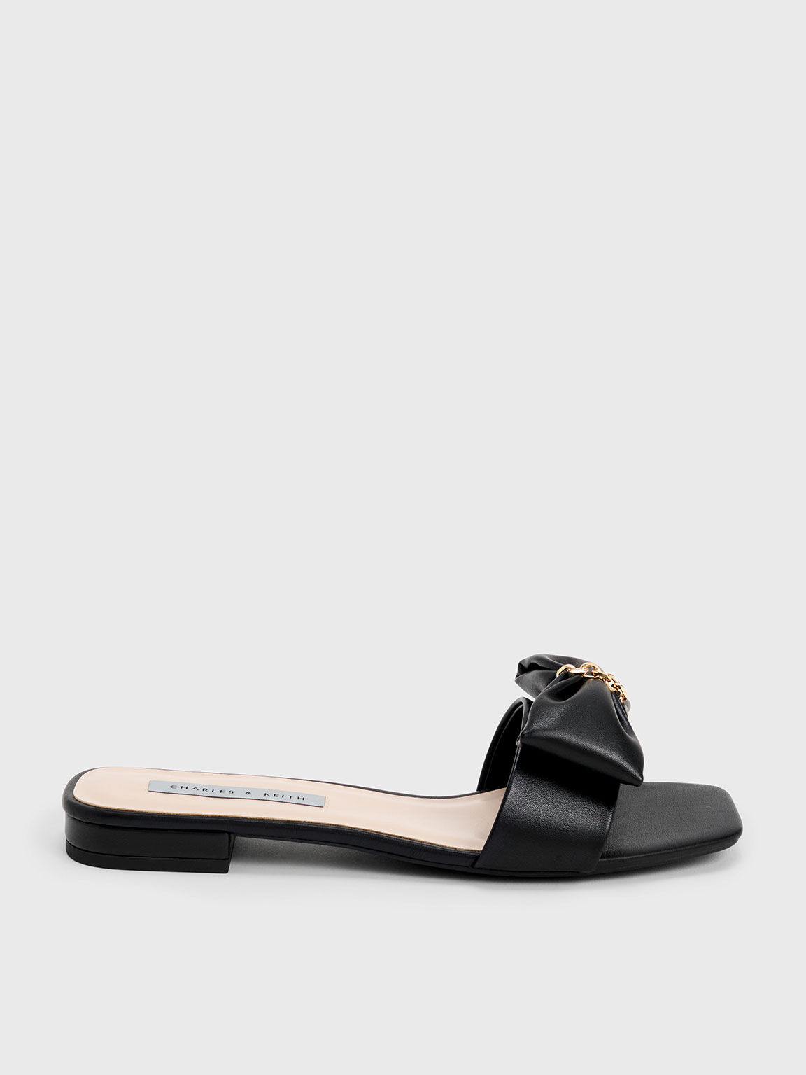 Black Chain Link Bow Slides CHARLES KEITH TH