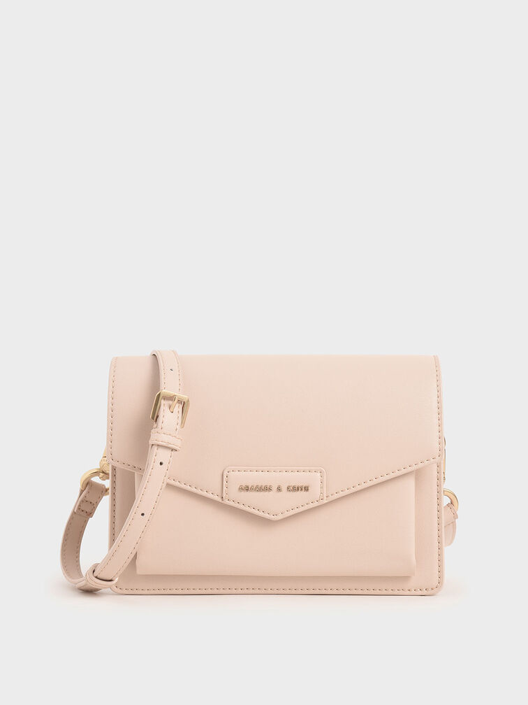 Zaina Envelope Crossbody Bag, สีนู้ด, hi-res