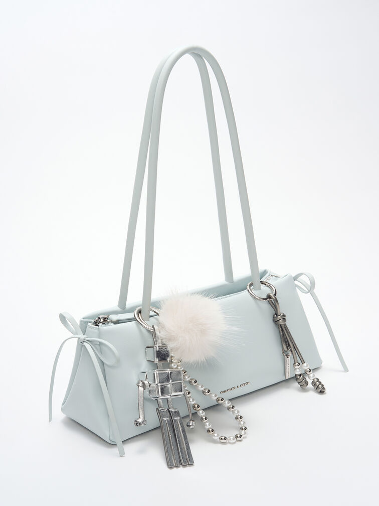 Ivette Woven Robot Bag Charm, Silver, hi-res