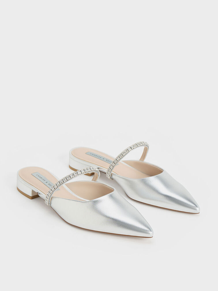 Ambrosia Gem-Embellished Mules, สีเงิน, hi-res