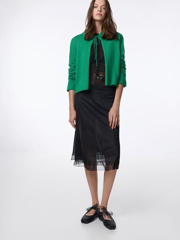 รองเท้าส้นเตี้ยทรงแมรี่เจนวัสดุผ้าซาตินรุ่น Camila, สีแบล็คเท็กซ์เจอร์, hi-res