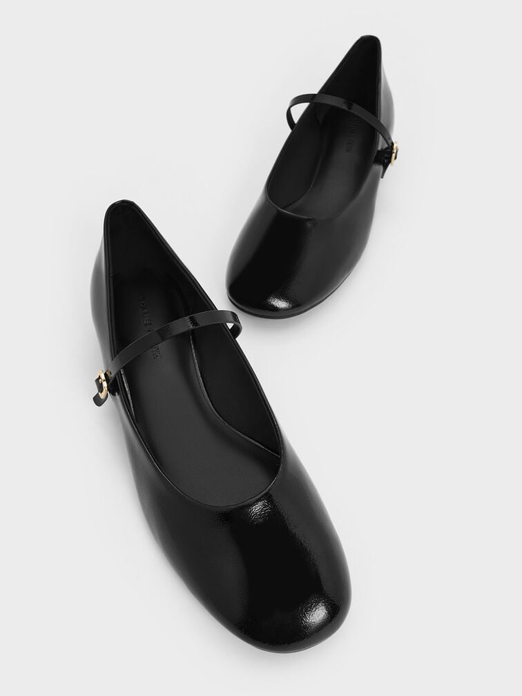 Gertrude Patent Round-Toe Mary Janes, Black Patent, hi-res