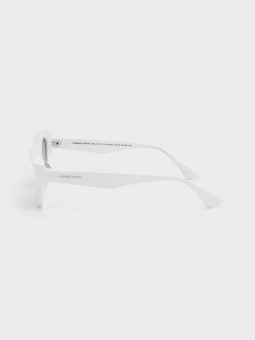 Onyx Recycled Acetate Cat-Eye Sunglasses, White, hi-res