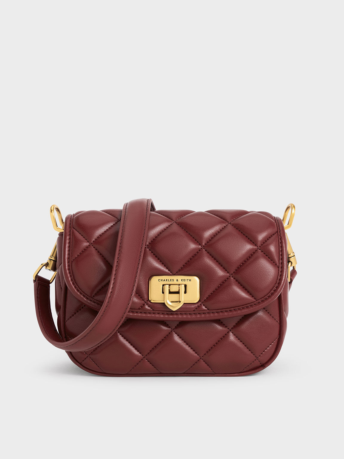 Burgundy Cressida Quilted Crossbody Bag CHARLES KEITH TH