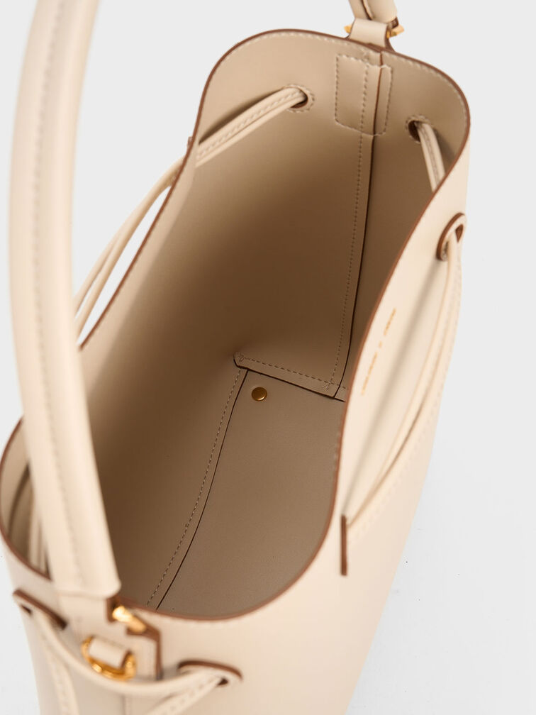 Bellamy Drawstring Hobo Bag, Beige, hi-res