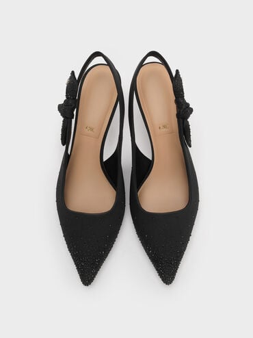 รองเท้าส้นสูงตกแต่งคริสตัลพร้อมสายรัดส้นรุ่น Jayce, สีแบล็คเท็กซ์เจอร์, hi-res