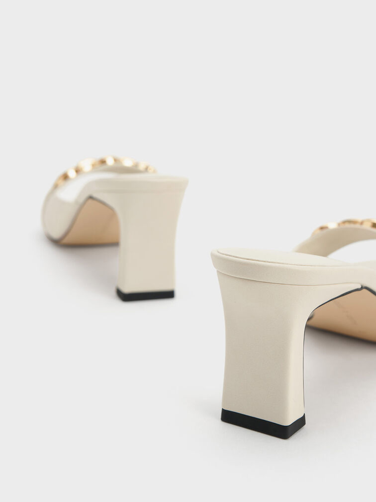 Chunky Chain-Link Heeled Mules, , hi-res